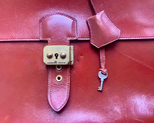 Sac à dépêches HERMES en cuir vintage