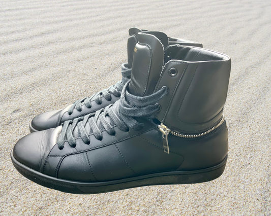 Sneakers montantes SL/17H en cuir noir et zip métal Saint Laurent pointure 41
