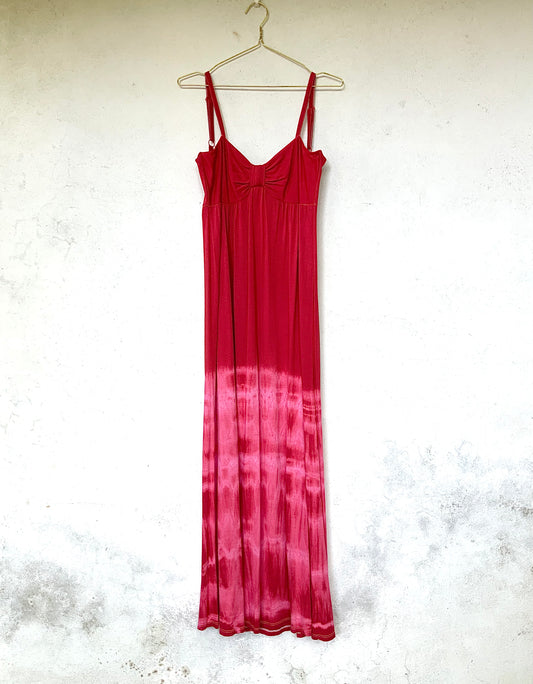 Robe longue tie&dye rouge et blanc Deby Debo vintage