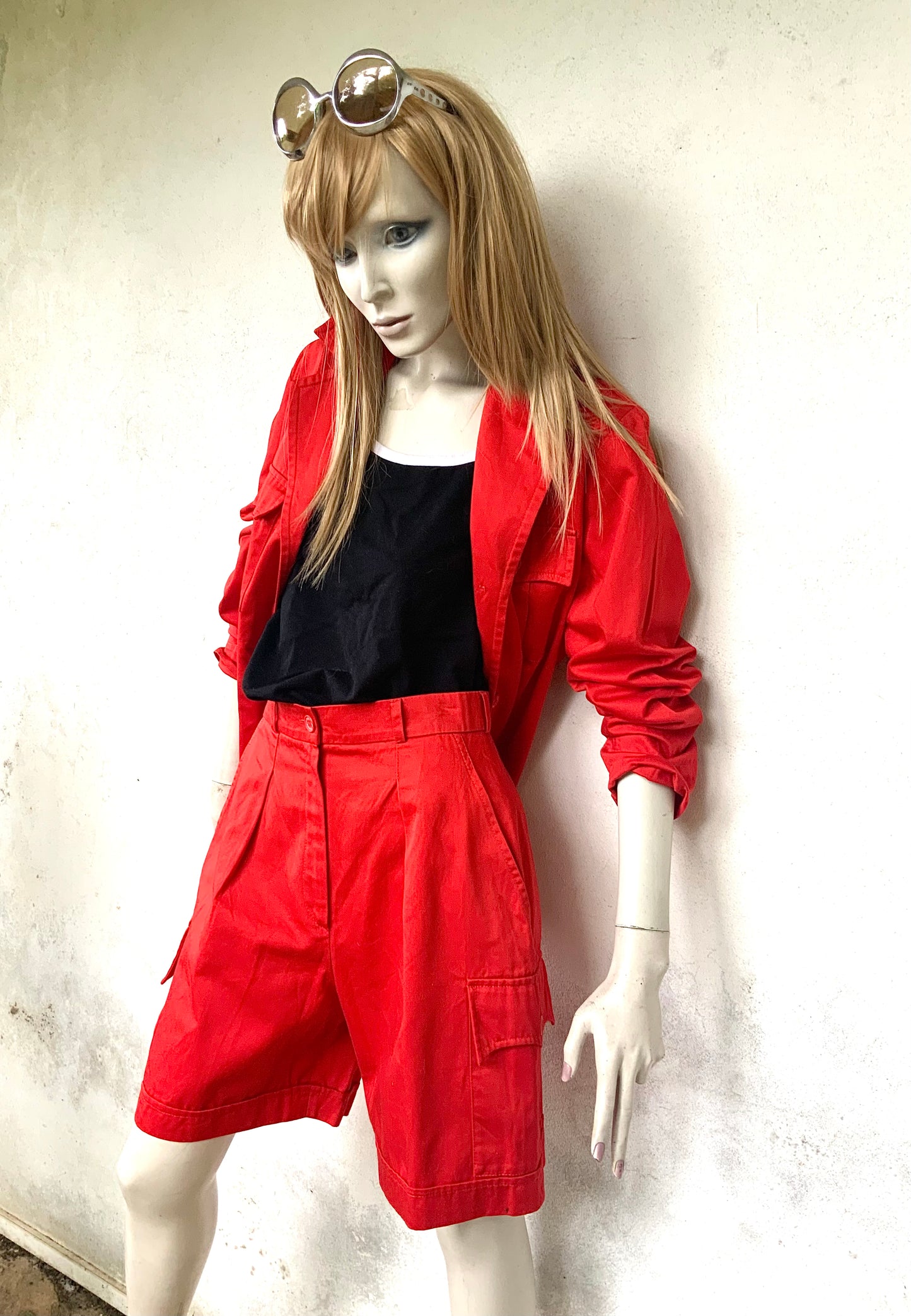 Ensemble veste et short rouge Yves Saint Laurent vintage