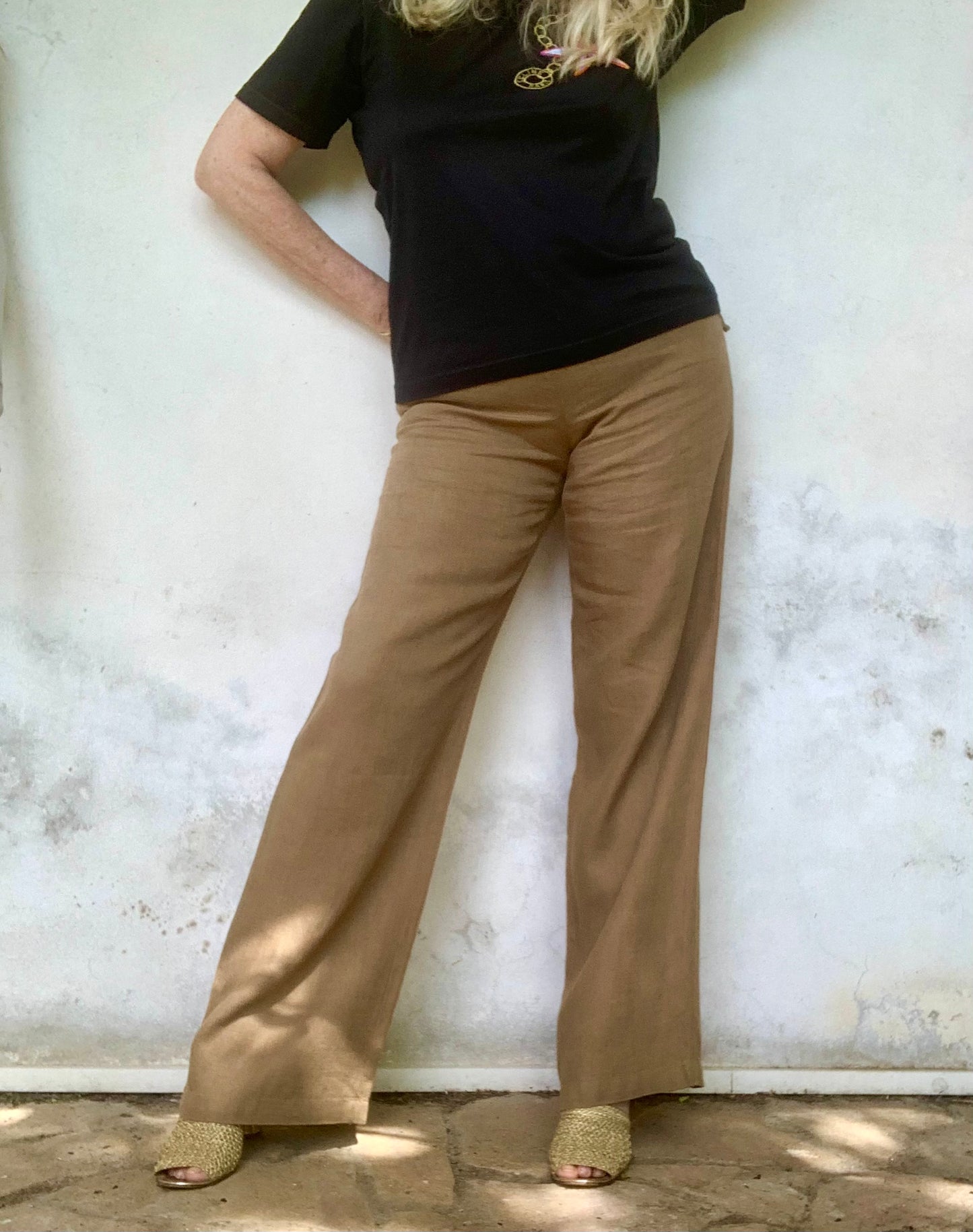 Pantalon large en lin kaki Week-end Max Mara