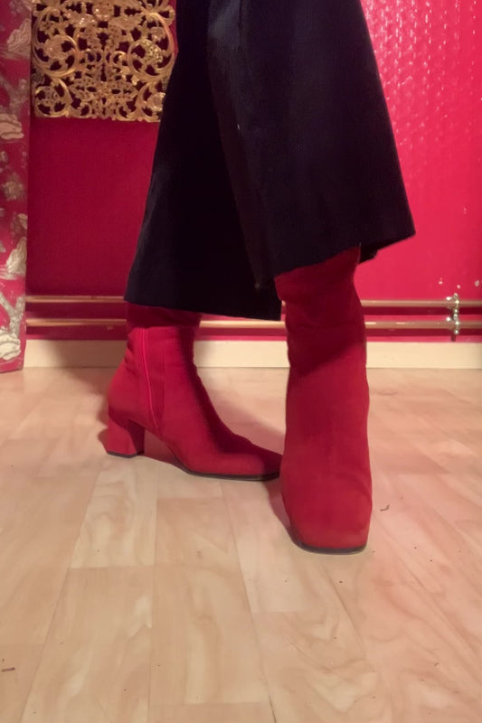 Bottes hautes rouges Yves Saint Laurent vintage