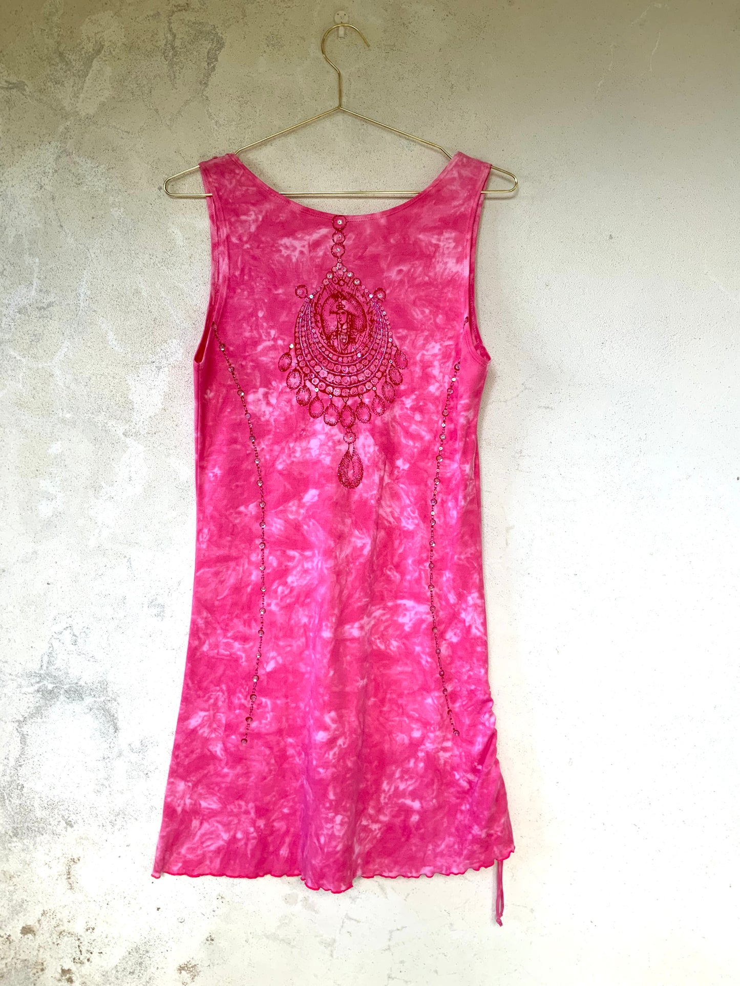 Mini robe tie&dye rose  et strass