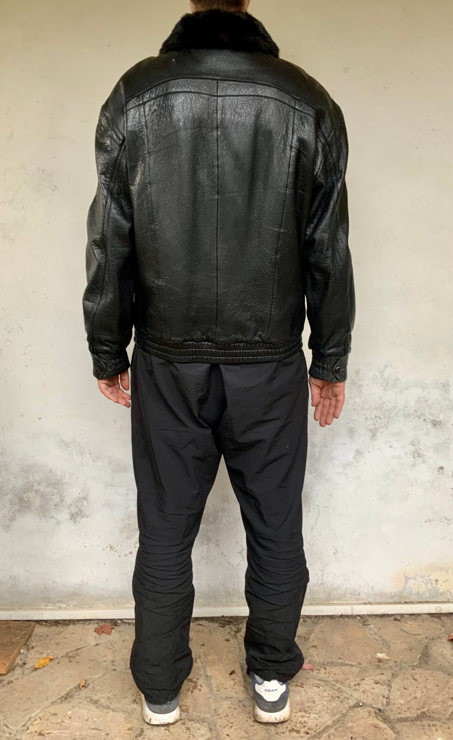 Blouson cuir pécari noir et col vison ZILLI vintage