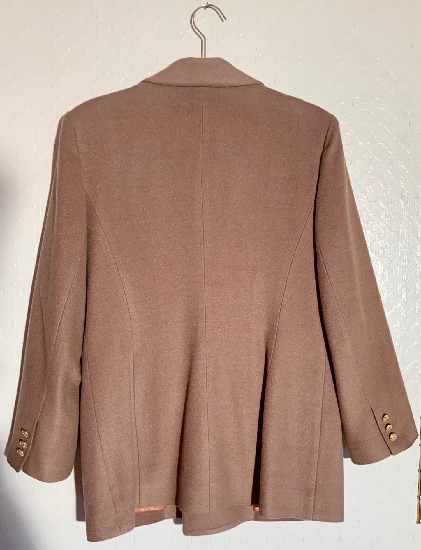 Blazer croisé camel laine et soie Vintage