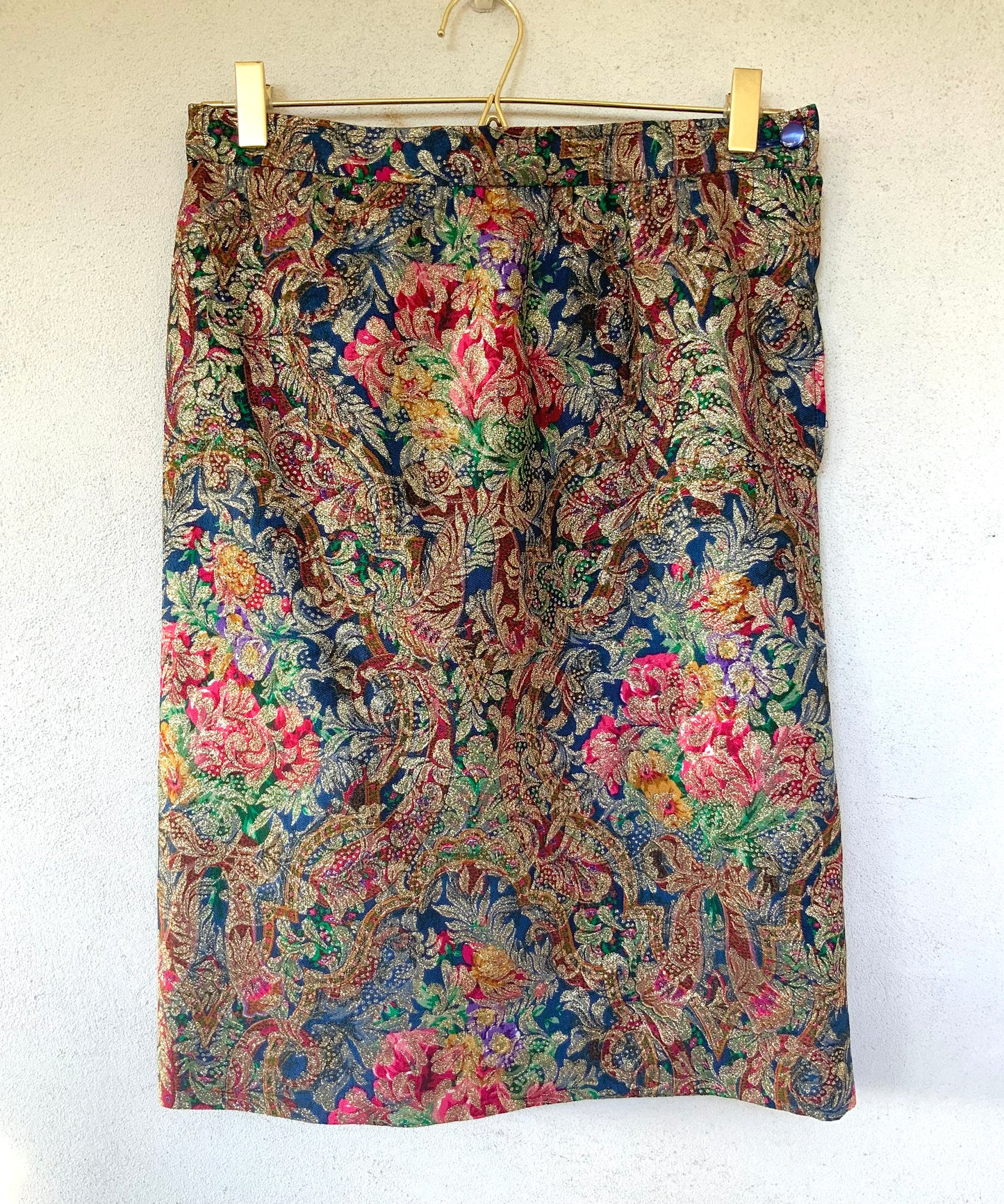 Tailleur jupe en brocard multicolore Ungaro vintage