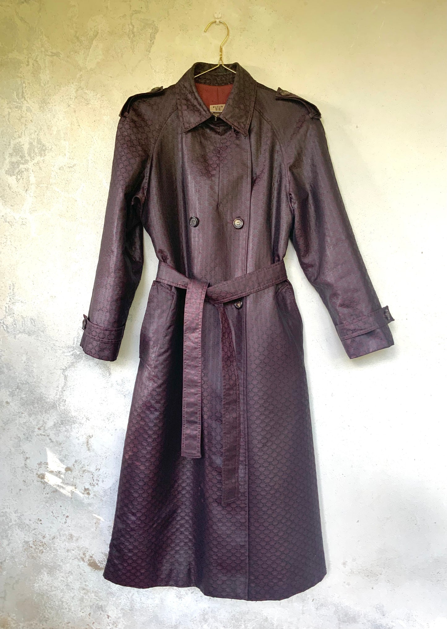 Trench-coat imperméable bordeaux CELINE vintage