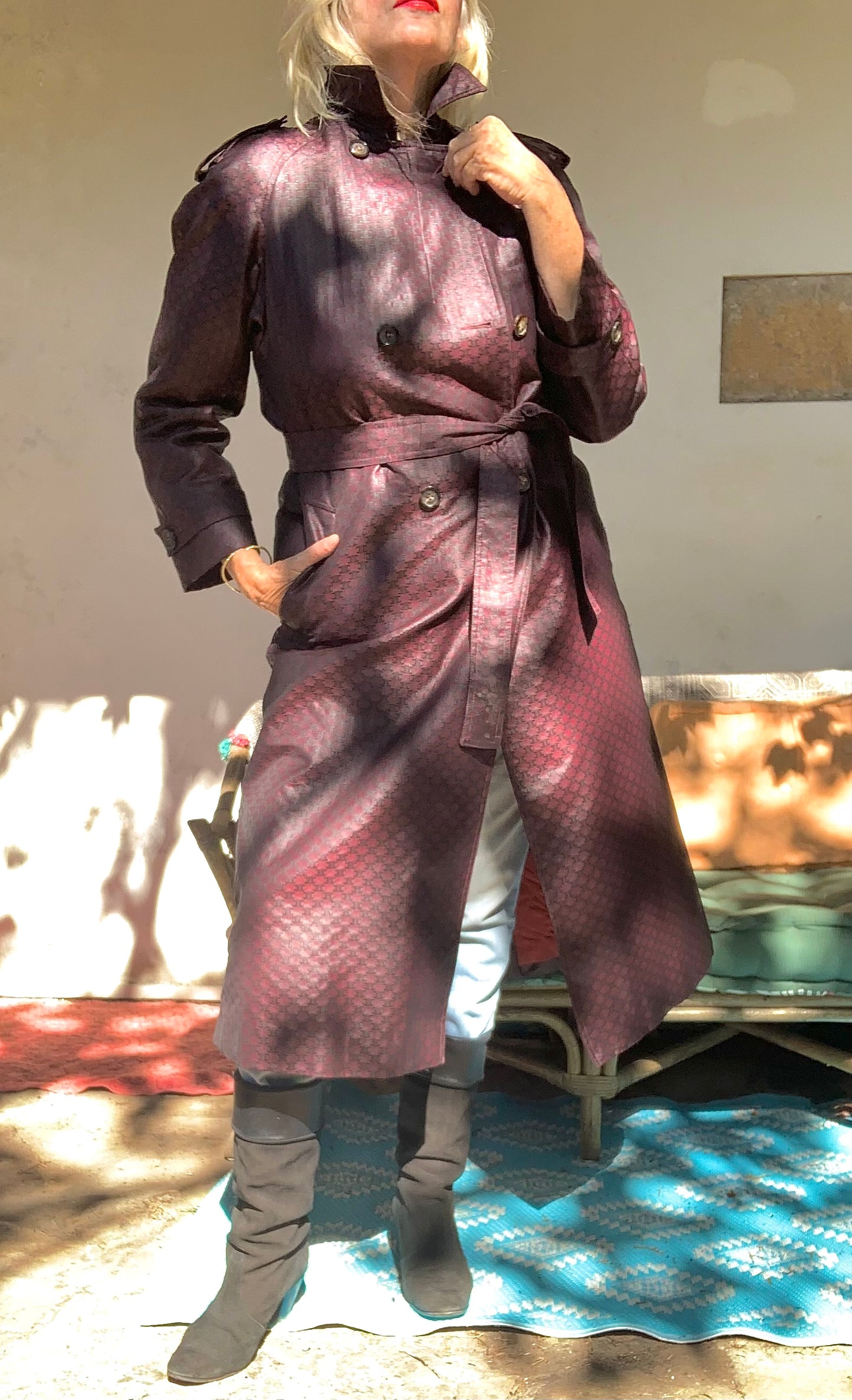 Trench-coat imperméable bordeaux CELINE vintage