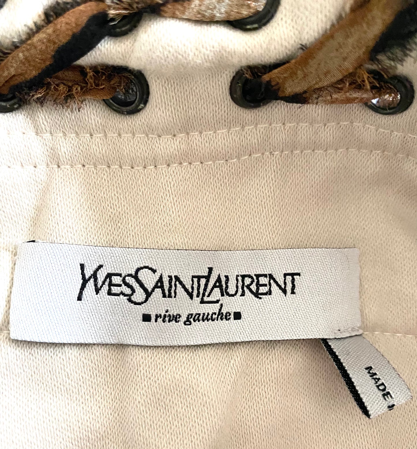 Jupe toile beige lacée Yves Saint Laurent Rive Gauche