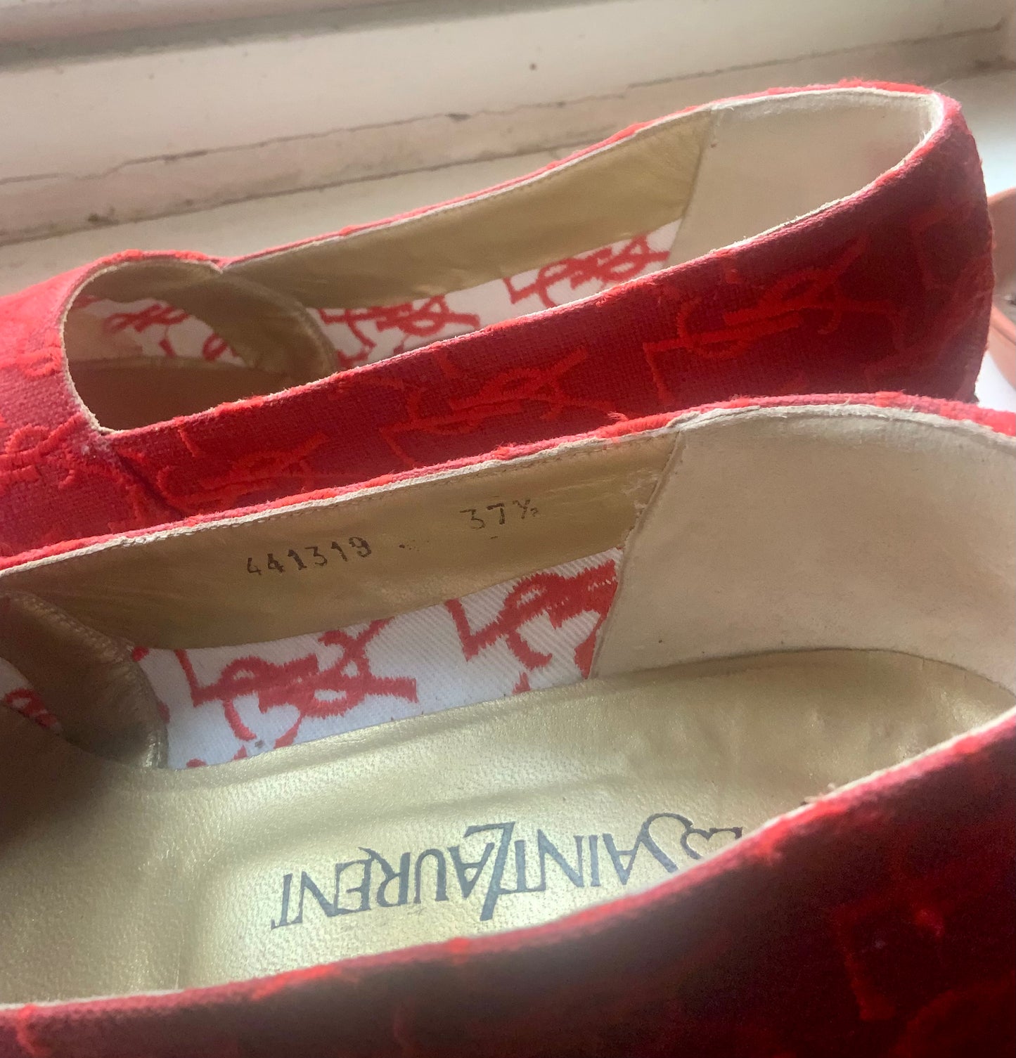 Espadrilles compensées rouges Yves Saint Laurent vintage