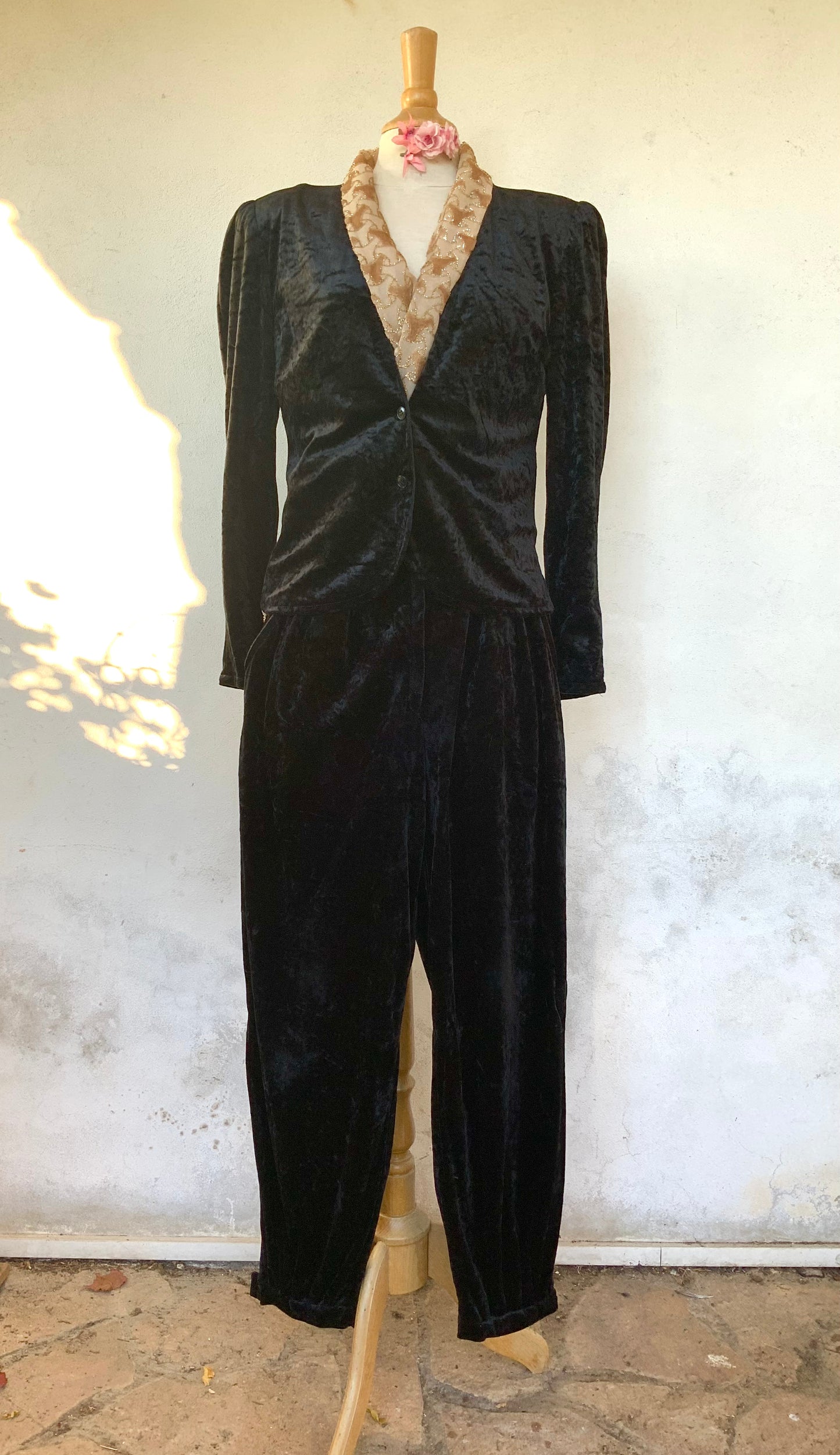 Pantalon et veste en velours noir Sonia Rykiel vintage