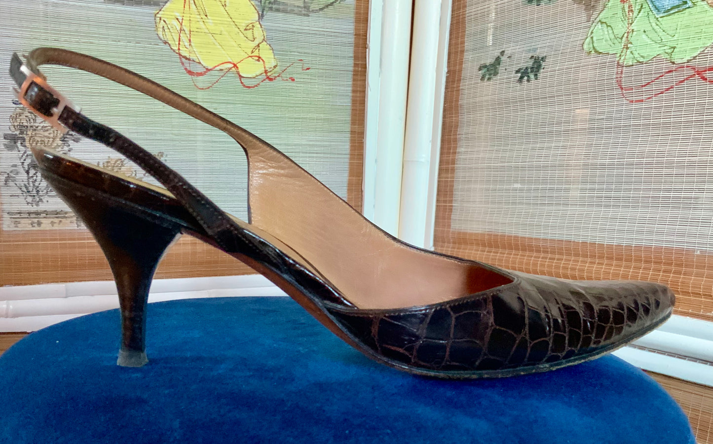 Escarpins slingback marron Hermès Vintage