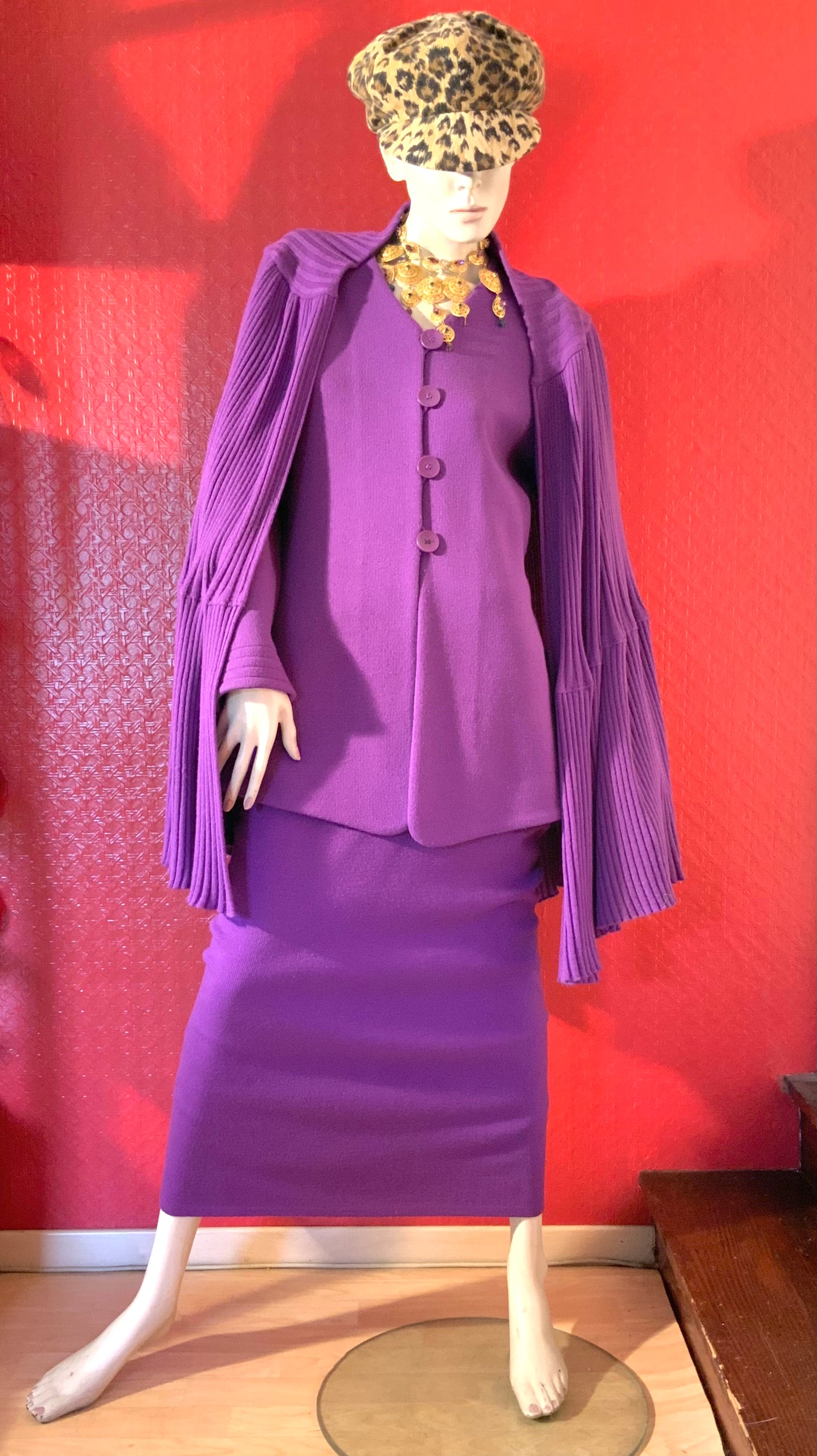 Cape en maille plissée violette Chacok Vintage