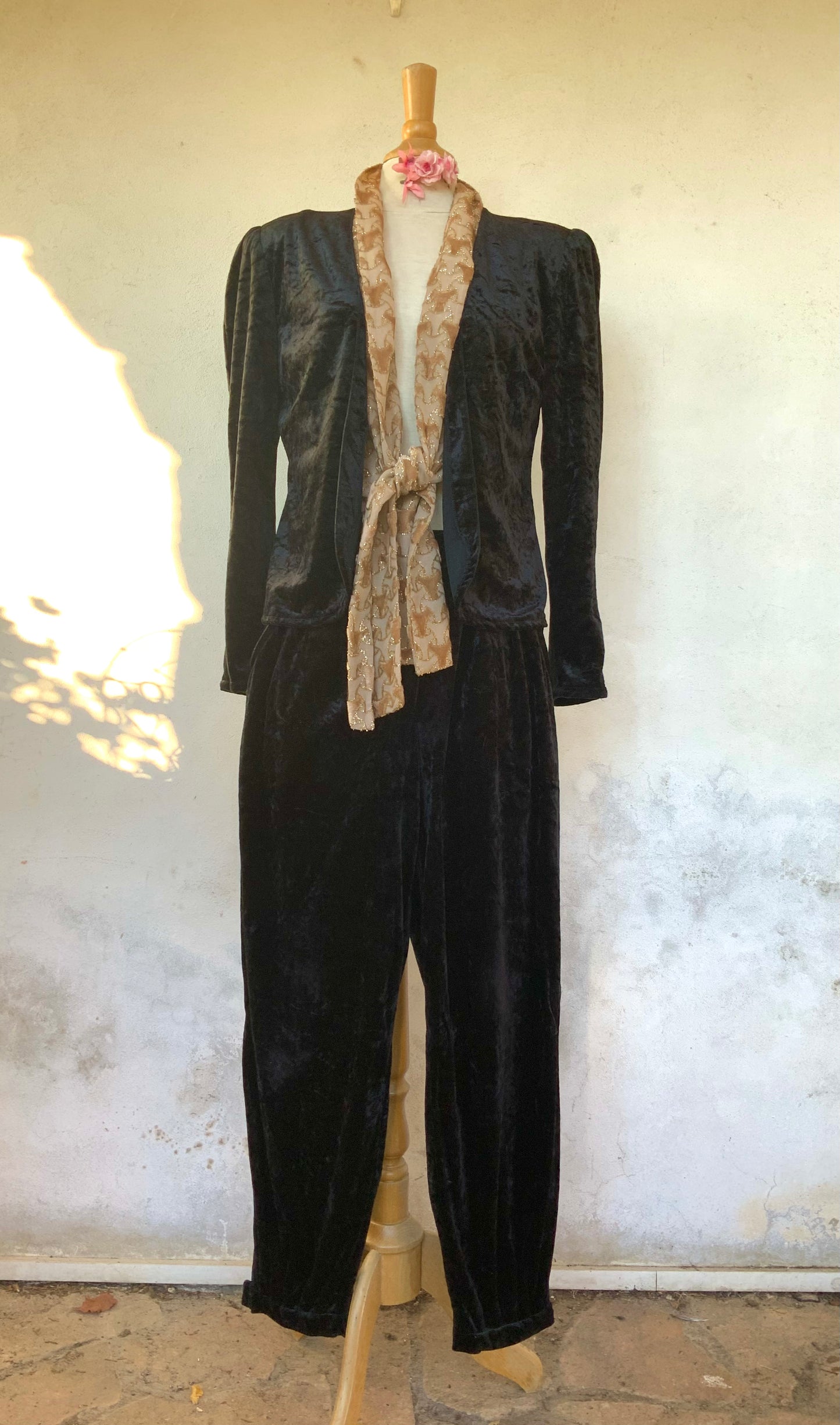 Pantalon et veste en velours noir Sonia Rykiel vintage