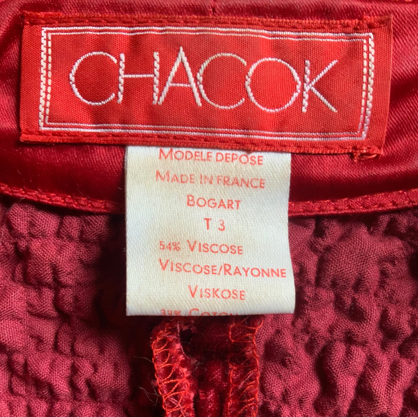 Veste en maille velours rouge Chacok vintage