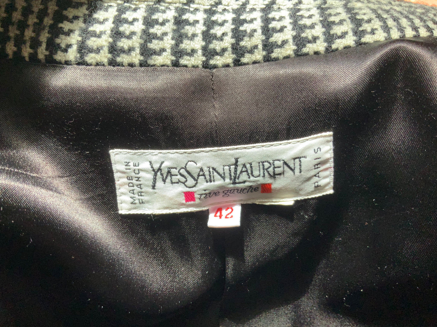 Veste Prince de Galles noir et blanc Yves Saint Laurent vintage