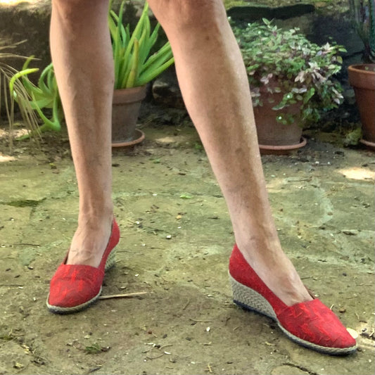 Espadrilles compensées rouges Yves Saint Laurent vintage