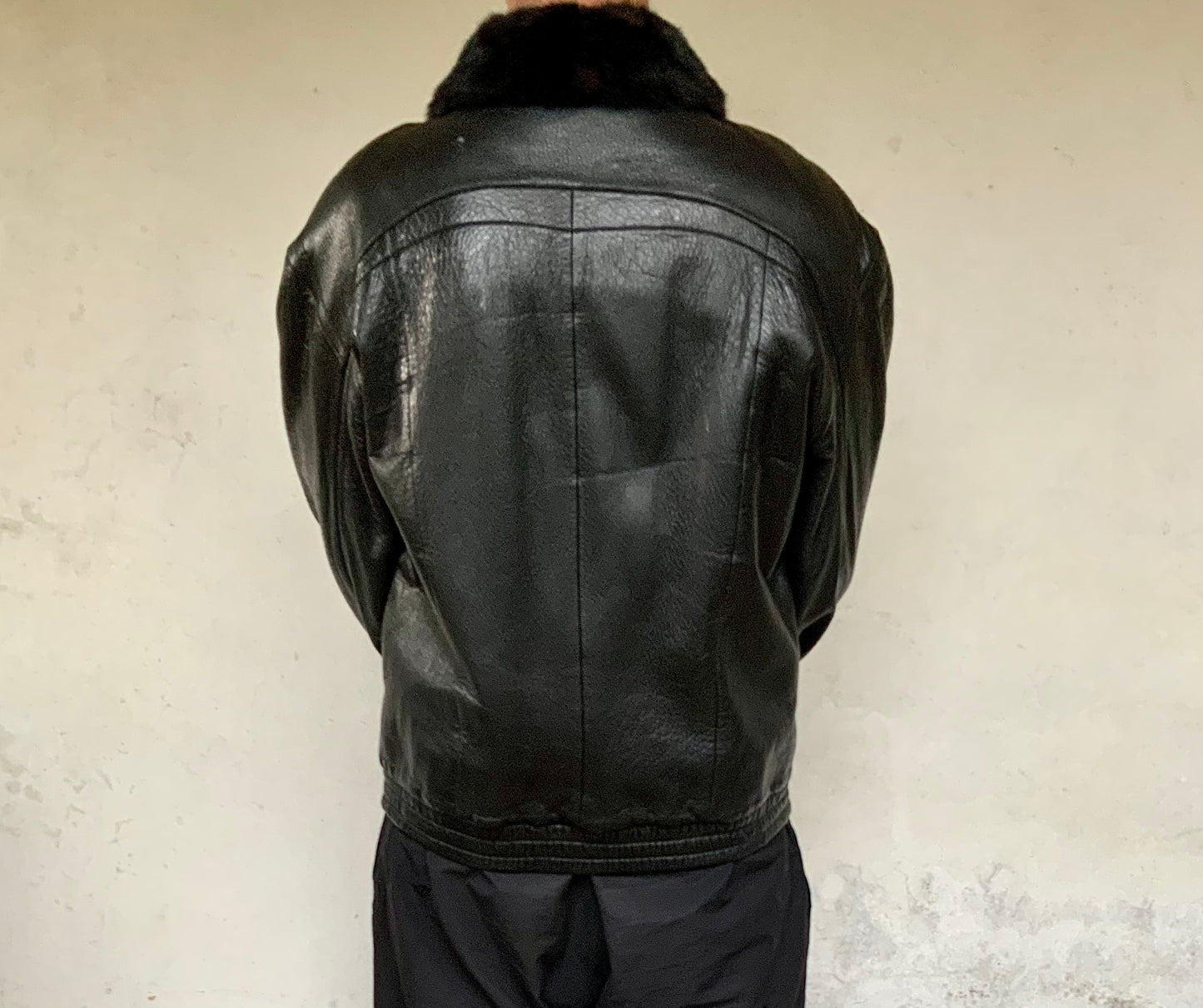 Blouson cuir pécari noir et col vison ZILLI vintage