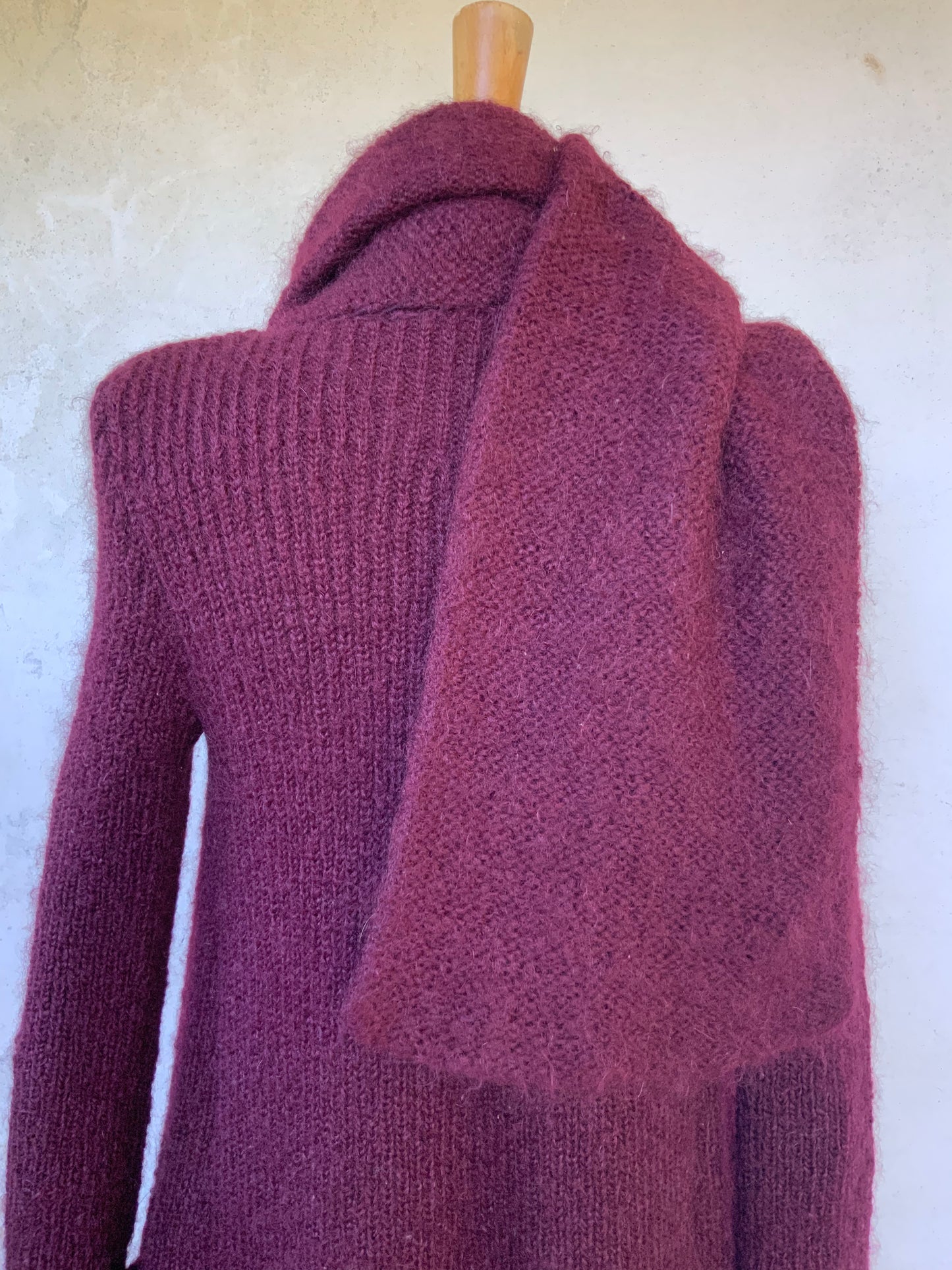 Gilet long en maille bordeaux Sonia Rykiel Vintage