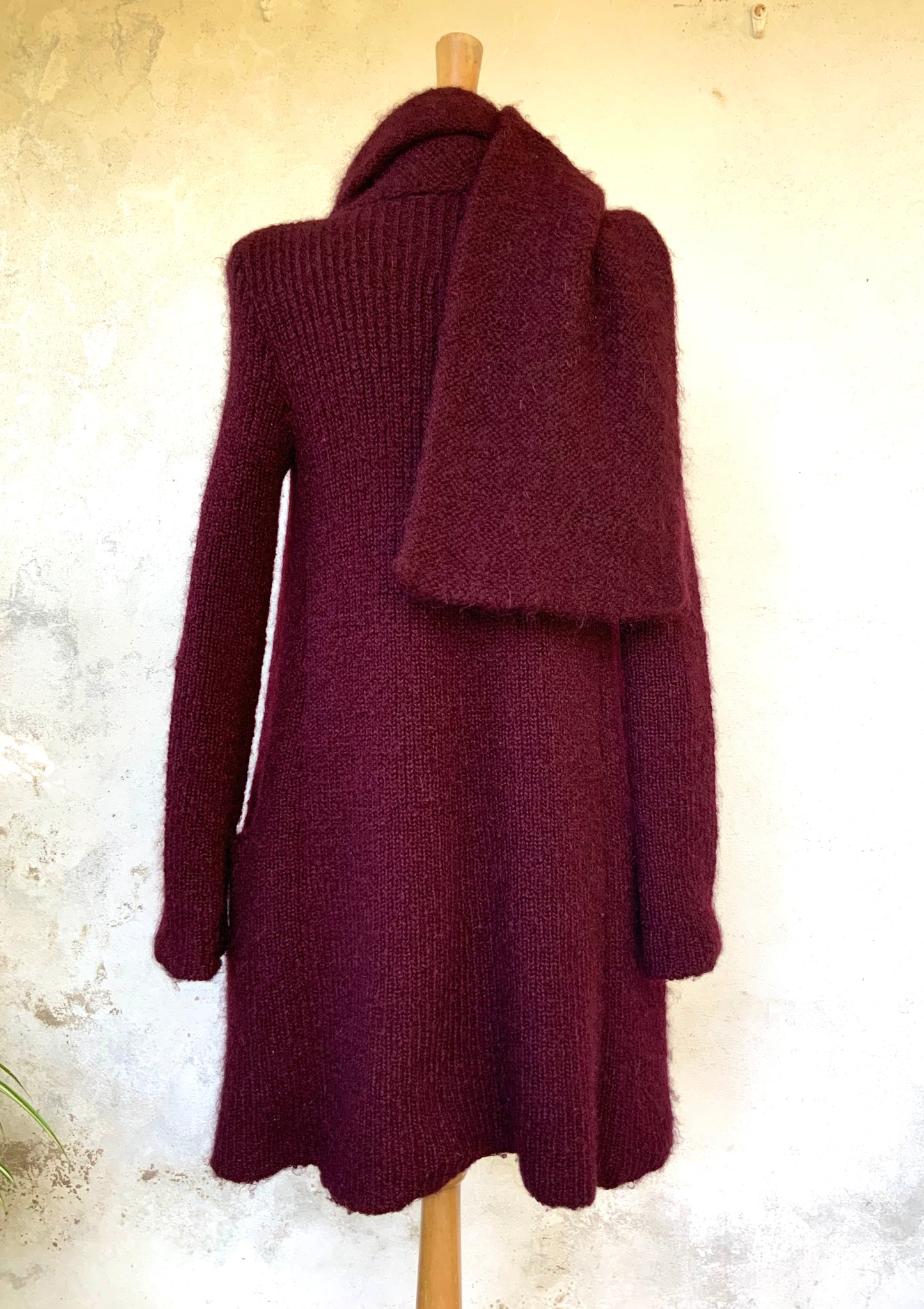 Gilet long en maille bordeaux Sonia Rykiel Vintage