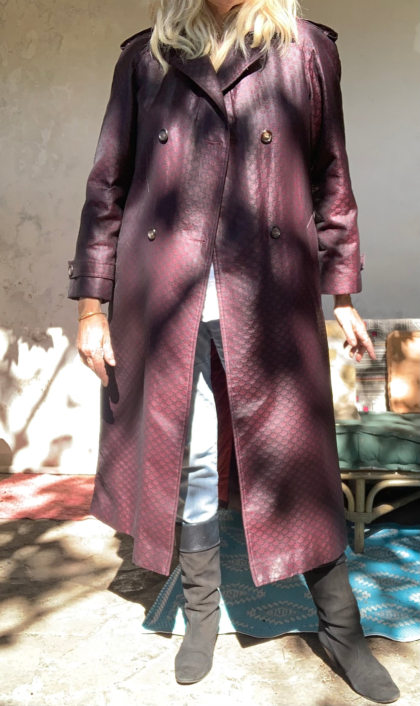 Trench-coat imperméable bordeaux CELINE vintage