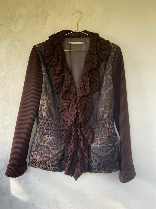 Veste imprimé panthère et maille Roberto Cavalli