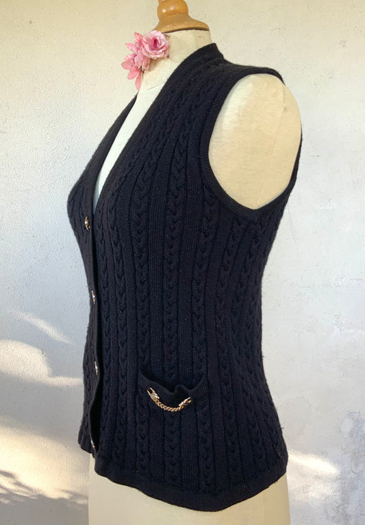 Gilet boutonné noir Céline Vintage