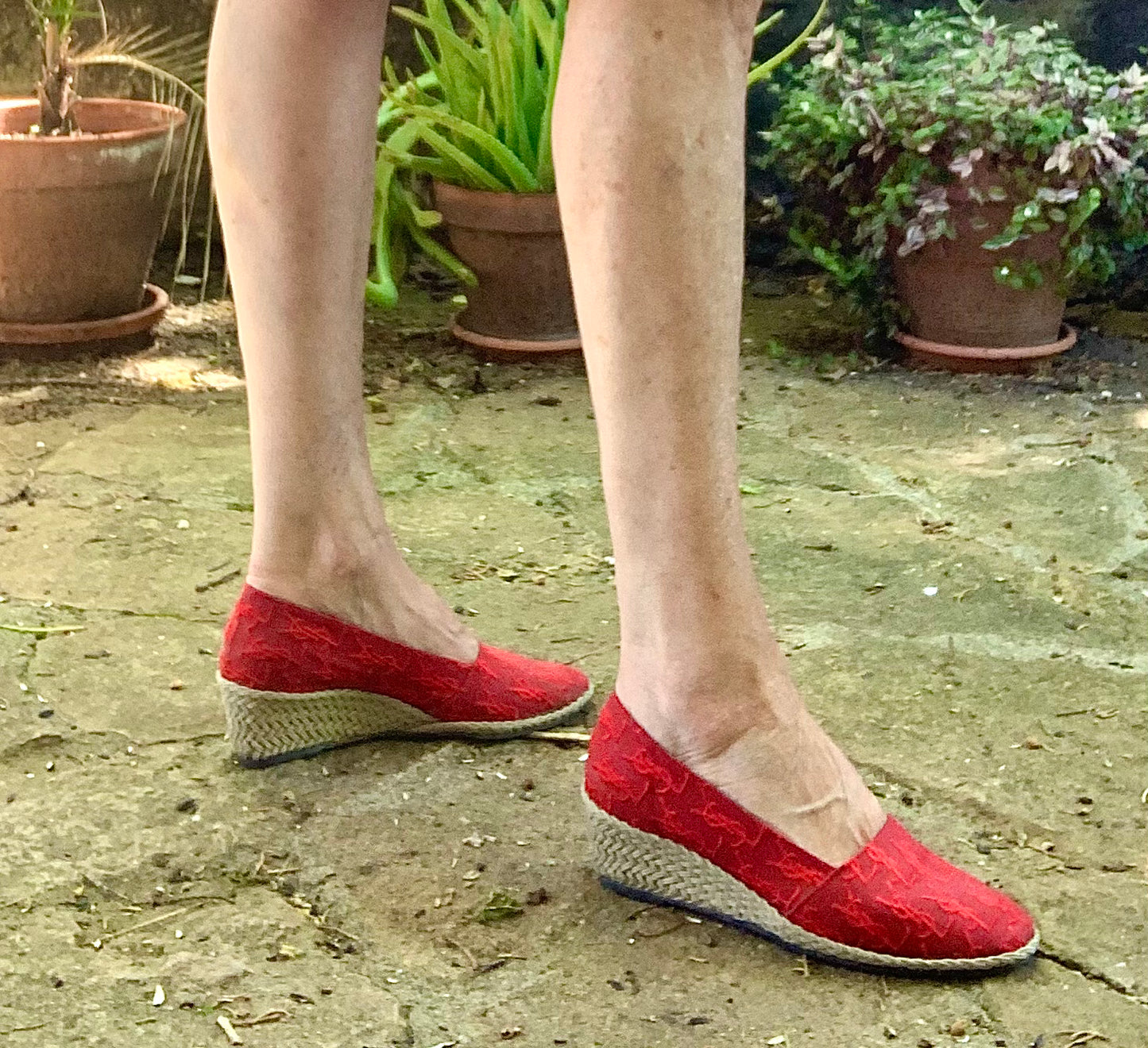 Espadrilles compensées rouges Yves Saint Laurent vintage