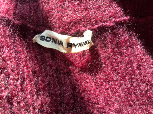 Gilet long en maille bordeaux Sonia Rykiel Vintage