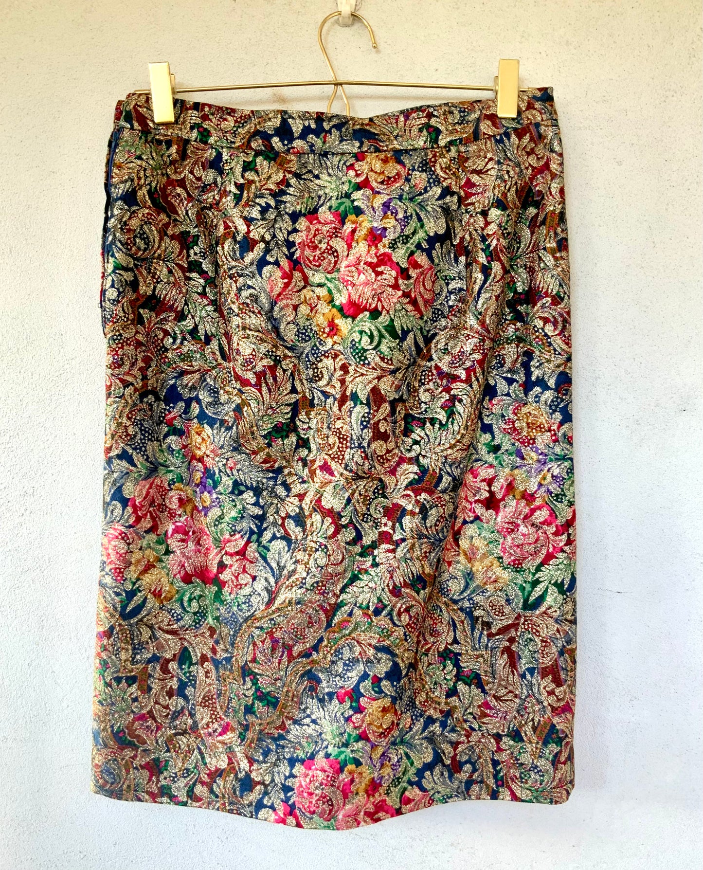 Tailleur jupe en brocard multicolore Ungaro vintage