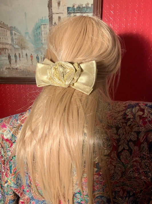 Barrette noeud et fleur doré Alexandre Paris vintage