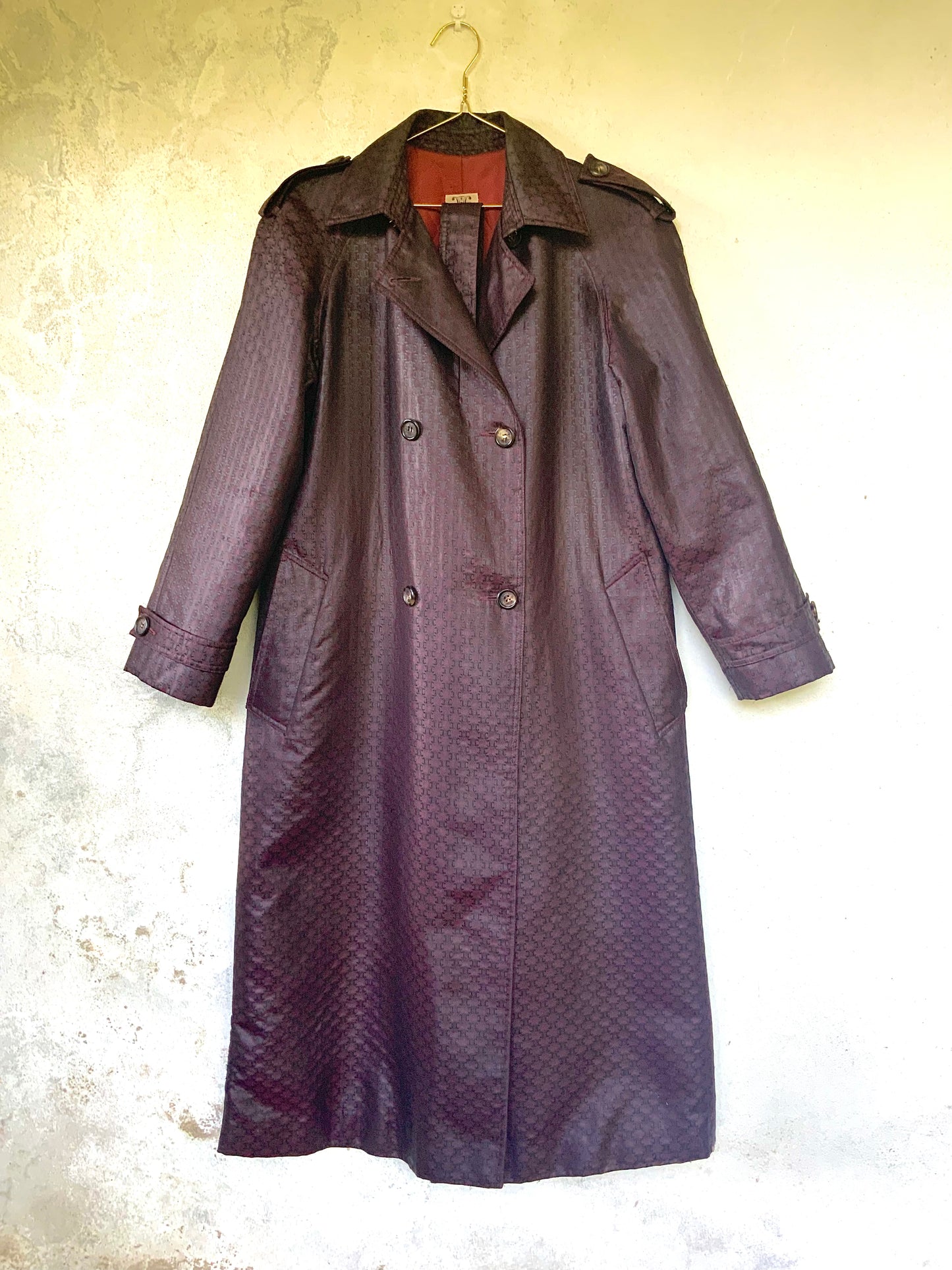 Trench-coat imperméable bordeaux CELINE vintage