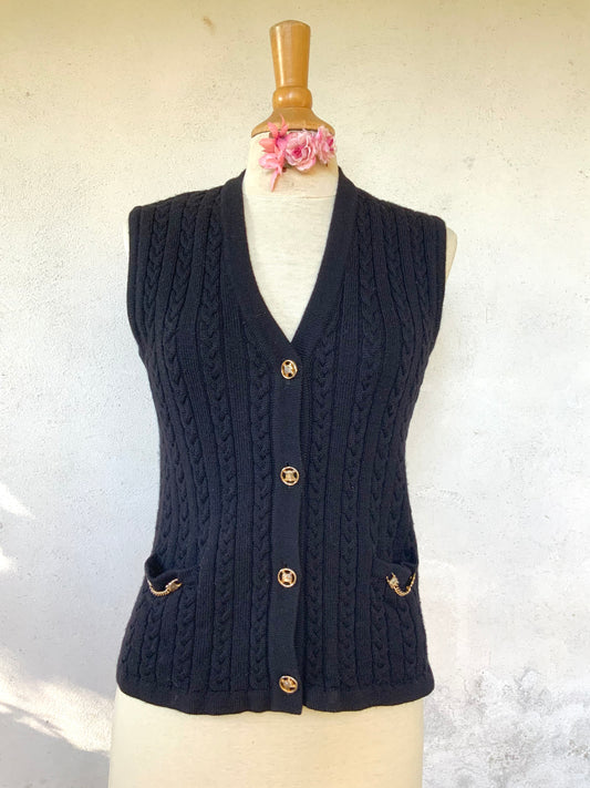 Gilet boutonné noir Céline Vintage